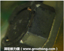 使用銀(Ag)鍍層的電源電感器(Power Inductors)，經(jīng)過推力測試后，零件端點上已經(jīng)看不到任何鍍層的痕跡了，所以其耐推力就比較小。