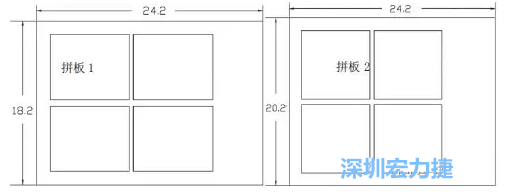 圖8是兩種拼板在相應生產(chǎn)拼板中的排列的示意圖-深圳宏力捷