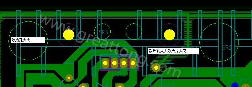 PCB設(shè)計(jì)中，散熱孔散熱片設(shè)計(jì)不當(dāng)，造成很多電源板斷裂