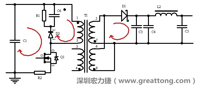 元件布局的時候，要優(yōu)先考慮高頻脈沖電流和大電流的環(huán)路面積，盡可能地減小,以抑制開關電源的輻射干擾