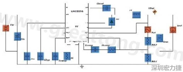 參考圖1的電流通路：把FET在導(dǎo)通狀態(tài)下流經(jīng)的通路標(biāo)記為紅色；把FET在關(guān)斷狀態(tài)下的迴路標(biāo)記為綠色。