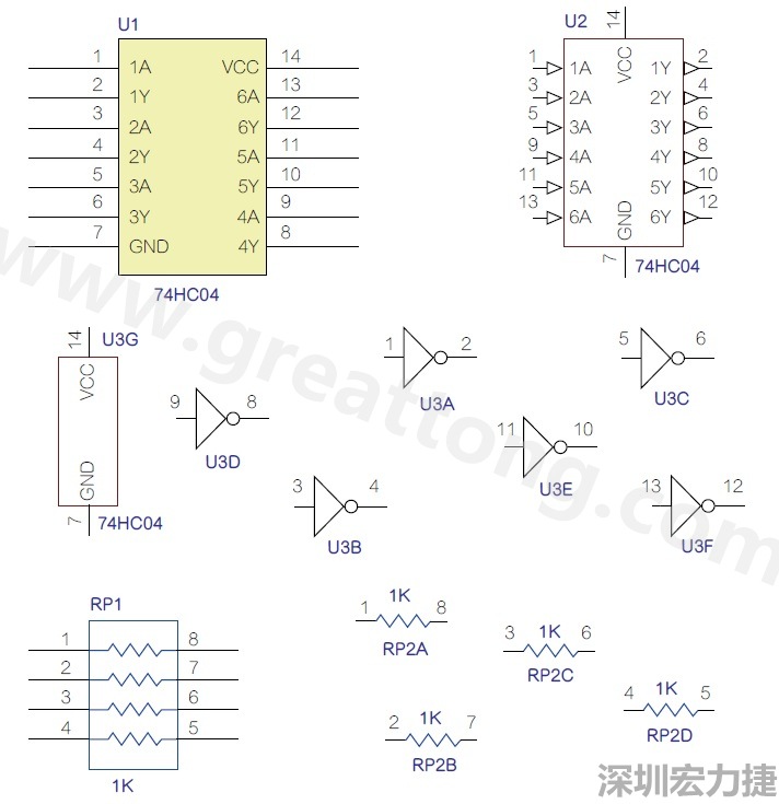 圖1 半導(dǎo)體元件供應(yīng)商所畫的電路圖符號是模擬元件的接腳圖，而非訊號流程。