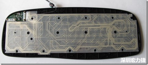 現(xiàn)在的電腦鍵盤拆開被蓋后就只看到一片約5mmx3mm的電路板及兩片取代原本電路板的PTF。
