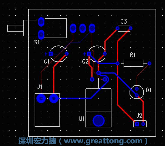 圖5 使用雙面板做自動(dòng)布線(xiàn)