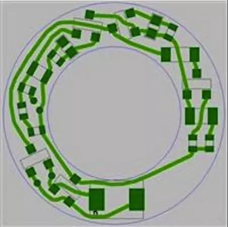 圖6：PCB布線例子：(a)拓?fù)涫阶詣?dòng)布線器(完成了100%導(dǎo)線的布線)；