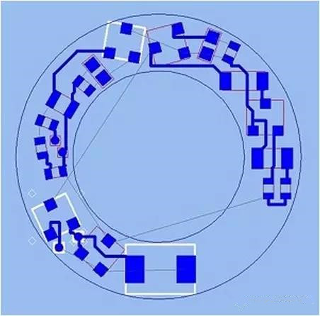 (b)基于最佳形狀的自動(dòng)布線器(完成了56.3%的導(dǎo)線布線)；